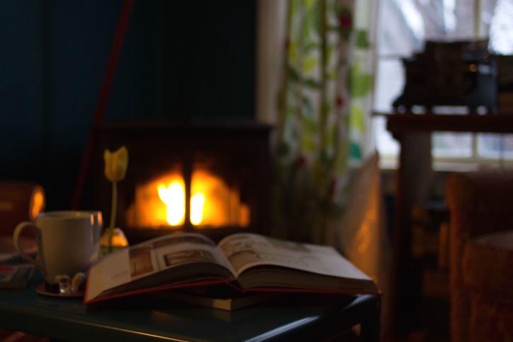 Book Reading by the Fireplace with CBD Edibles